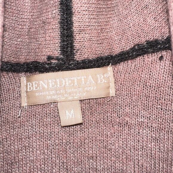 Benedetta B Merino Wool Cashmere Blend Italian Made Color Block Open Cardigan M - Picture 2 of 10